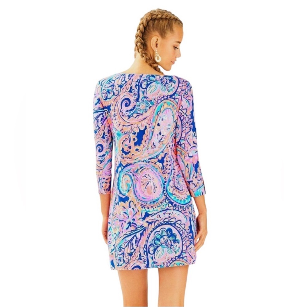 Lilly Pulitzer UPF 50+ Sophie Dress in Blue Currant Drop Me A Lime Sz M - Picture 4 of 15